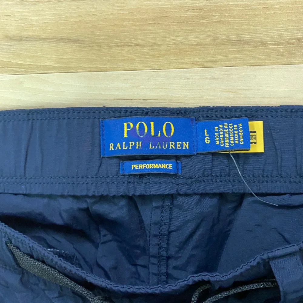 Polo Ralph Lauren Performance Joggers LG Hiking Belted Nylon Navy Blue Pants